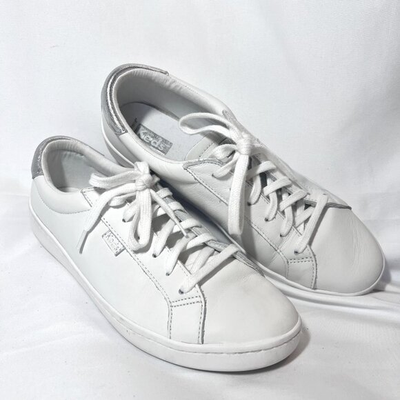 Keds Softerrra WH65949 Women's Leather Sneakers-Lace Up-9-White/Silver-Classic - Picture 10 of 16